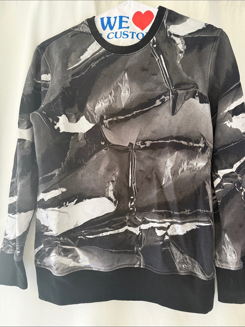 Helmut Lang Black & Gray Marble-Print Men's Sweater